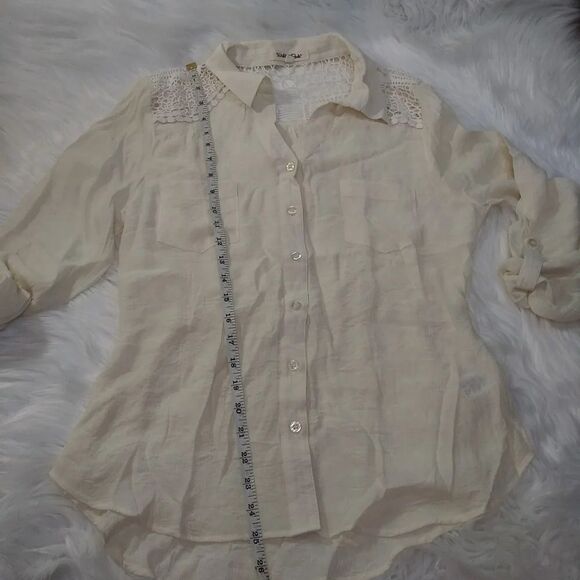 Wishful park whiteoff Long sleve bottom dow womens blouse - Picture 3 of 16
